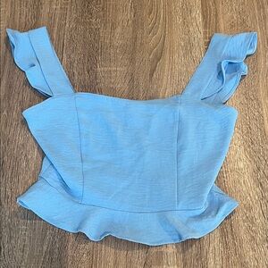 Altar'd State Light Blue Ruffle Sleeve Top, size S